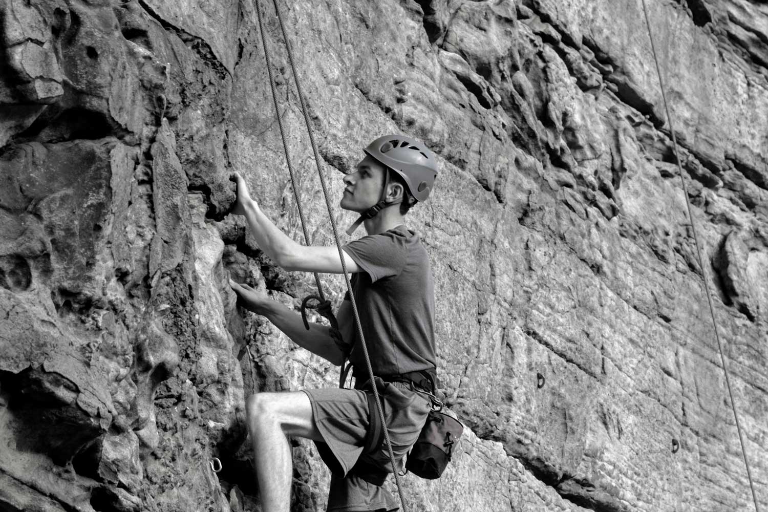 Felix climbing outdoors